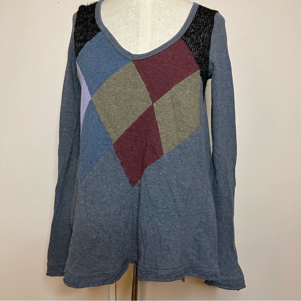 Free People women’s patchwork long sleeve shirt size XS